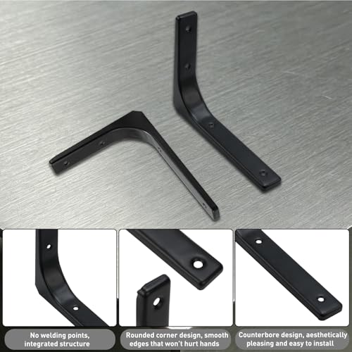 Support d'étagère flottant noir 200x150mm lot de 4 équerres - 6