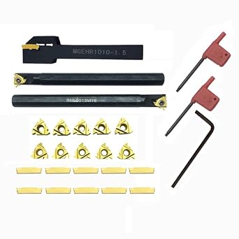 24pcs 3/8 Grooving Tool Holder MGEHR 5/8 Threading Tool Holder with MGMN150 16ER 16IR AG60 Threading Carbide Inserts