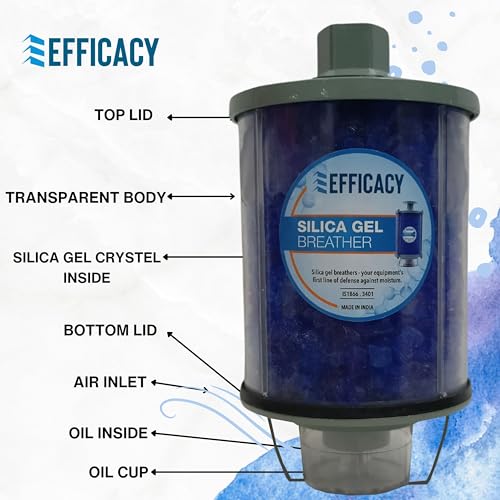 Efficacy Silica Gel Breather Size 1000 gm Transformer Breather Desiccant Breathers Color Dark Blue to Pink Indicated Made of Top Bottom Aluminium and UV Protected Polycarbonate Tube & Cup