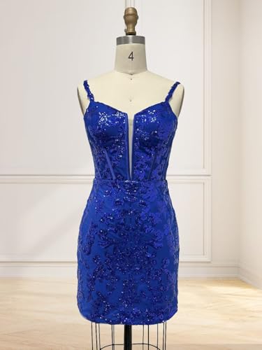 Sparkly Sequin Homecoming Dresses for Teens 2025 Spaghetti Strap Short Prom Dress RO0604