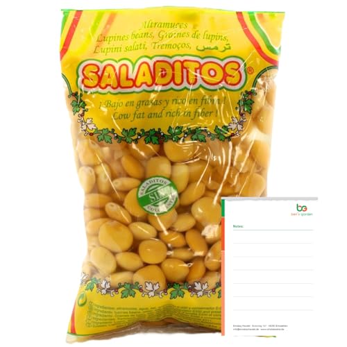 Lupinen 600g (Saladitos) - Proteinreich, Ballaststoffreich & Omega 3 + Ben's Garden Notizblock Set