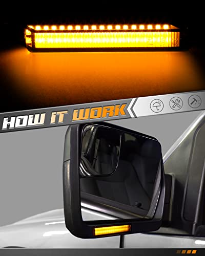 Hercoo Side Mirror Turn Signal Light Led Sequential Turn Signals Lights Amber Lamps Smoked Lens Assembly Compatible With Ford F150 Expedition Raptor, Lincoln Mark Lt, Pack Of 2 #TOP5