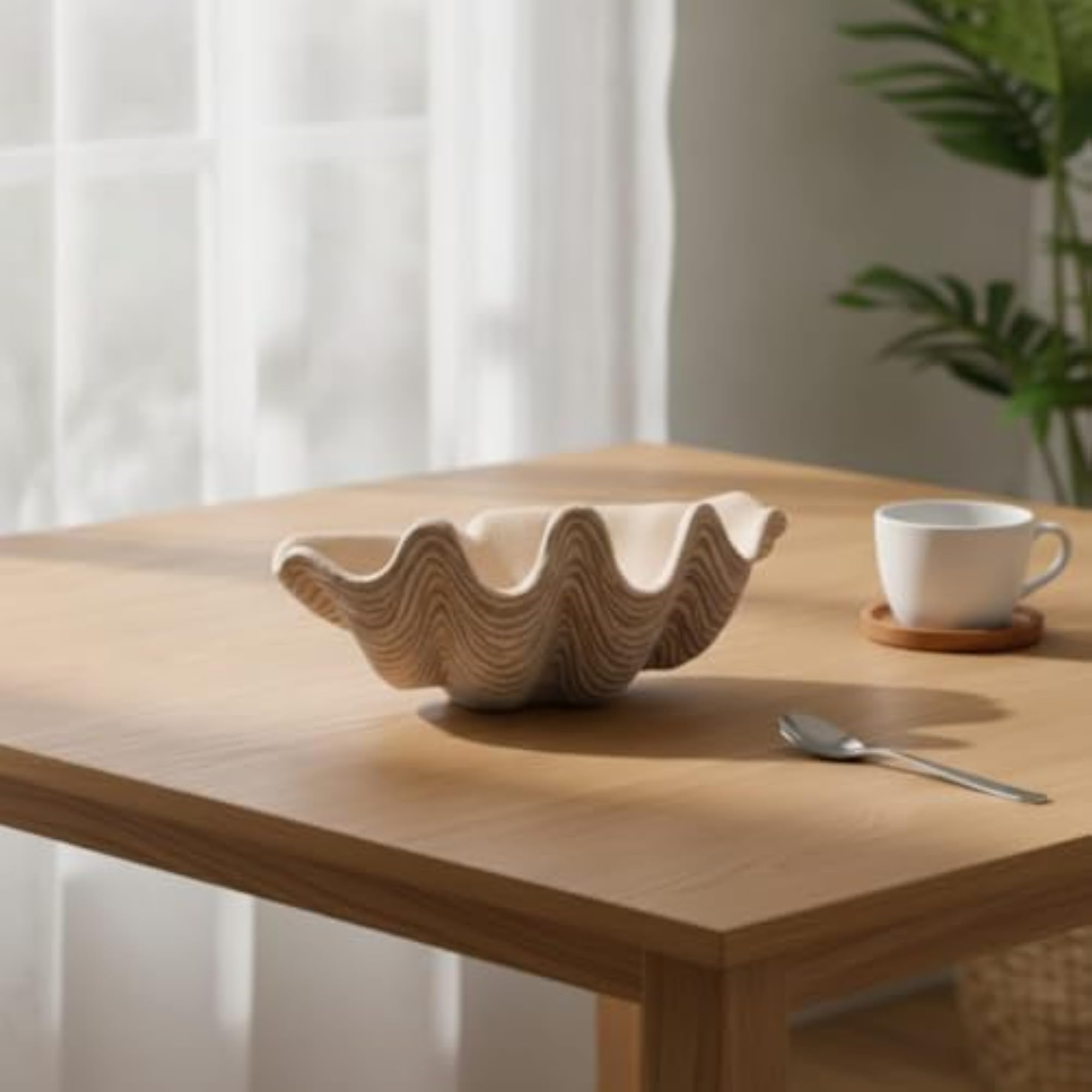 Modern Shell-Shaped Decorative Tray, Textured Design