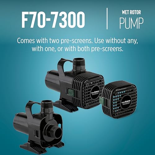 Image of Little Giant 566729 7365 GPH Wet Rotor Pump with 40-Ft. Cord for ponds up to 7300 Gallons, Black, F70-7300