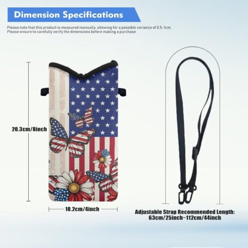 Image of Women Crossbody Cell Phone Bag Purse for 4th of July Patriotic Phone Bag Purse with Shoulder Strap Bag Pouch Fits Most Smartphones for Travel, Beach, Butterfly American Flag Daisy
