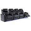 Home theater seating seats theater recliner chair sofa game movie theater chairs with 7 colors ambient lighting lumbar pillow side pocket tray table power recline black  urban country home decor