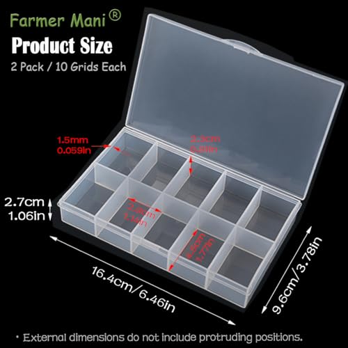 Image of 2 PCS Transparent Beads Storage Containers Box, Plastic Bead Organizers (10 Girds) for Small Items and Other Craft Projects, Bead Rings Jewelry Display Organizer Size 6.46 x 3.78 x 1.06 in