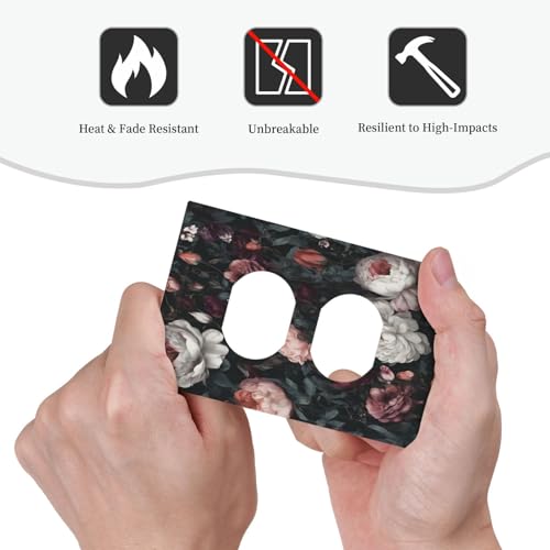 Decorative Outlet Covers Rustic Big Pink Flowers White Peony Floral 1 Gang Duplex Light Switch Cover Plate Wall Plates for Electrical Outlets Switchplate Faceplate
