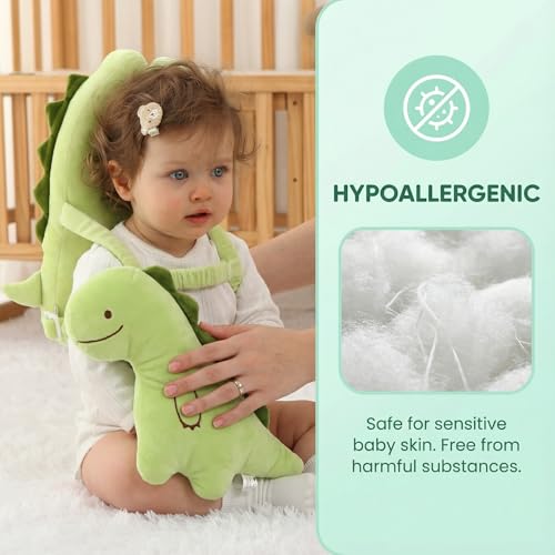 Image of Baby Head Protection Backpack - Soft Lightweight Fall Cushion for Toddlers During Crawling & Walking, Helps Ease Impact from Backward Tumbles(Dinosaur)
