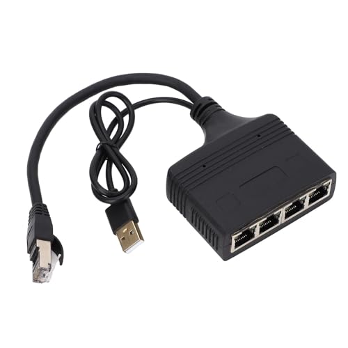 Rcniso Adaptador Divisor de Red, Divisor Gigabit Ethernet Resistente a la Presión Previene Interferencias Cable RJ45 Fuente de Alimentación USB para Módem ADSL para Decodificador