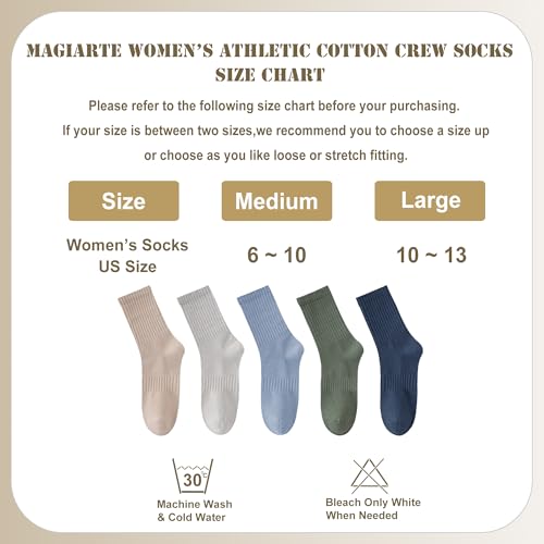 Image of MAGIARTE Womens Athletic Cotton Crew Socks Moisture Wicking Breathable Sports Casual Socks for Women 3 /5-PACK