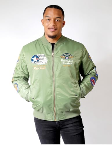 Big Boy Tuskegee Airmen S5 Mens Bomber Jacket [Green] - ID#68319-77-207-0-02