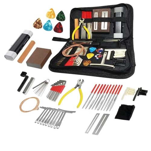 ギターメンテナンス道具 45/72 個ギターツールキットセットアップギター修理メンテナンスツールキットギター弦/ブリッジ/ピンアクセサリー付き (Color : 72pcs)