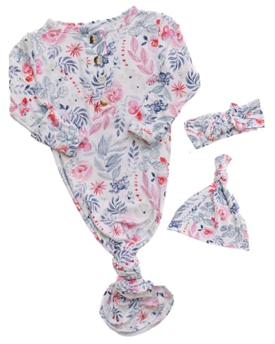 Image of Stroller Society Knotted Gown Baby Newborn, Newborn Knotted Gown Girl, Coming Home Outfit Girl, Newborn Girl Clothes, Bloom