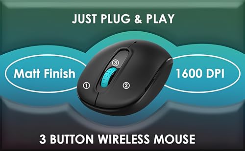 Image of Electro Wolf Wireless Note Mouse, Silent Buttons, 2.4 GHz with USB Mini Receiver, 1600 DPI Optical Tracking, 18-Month Battery Life, Ambidextrous PC /Mac /Laptop (Note)