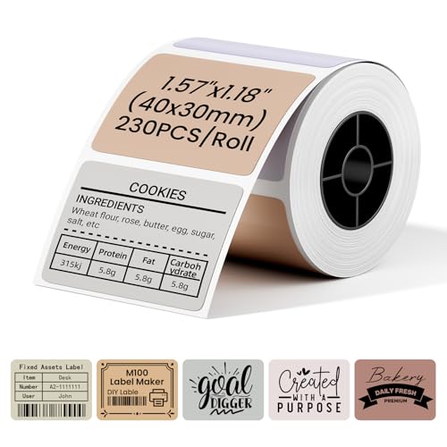 Image of Phomemo Thermal Labels - 1.57 inch x 1.18 inch (40x30mm) 5 Colors Label Stickers for M110 /M100 /M220 /M250 Label Printers, Self-Adhesive Thermal Paper for Candle, Baking, Logo, Gift,230pcs /Roll
