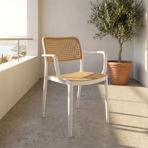 Image of INNOWIN Mirra Chair for Cafeteria | Arm Chair | Accent Chair for Living Room Home, Bedroom, Cafe and Hotels | 3- Year Warranty | Set of 1 | Plastic | White