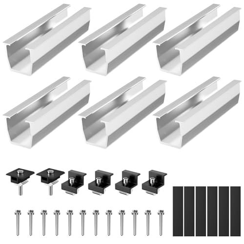 Maxentico 6 Piezas Soporte Placa Solar, Soporte Placas Solares, Soporte Panel Solar, Soporte Placas Solares de Aleación de Aluminio, Soporte para Panel para Barcos, Autocaravanas, Sistemas de Techo