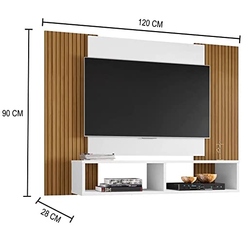 Painel Navi para Tv até 42 polegadas Branco com Cinamomo Ripado