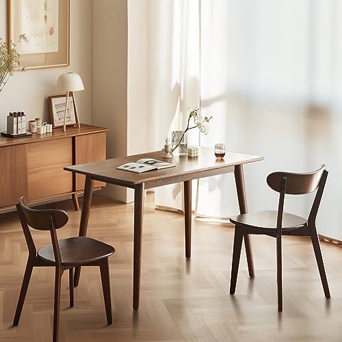 Image of Solid Wood Dining Chairs,Mid Century Modern Dining Chairs with Comfortable Curved Backrest,Wood Chairs for Kitchen,Dining Room (2, Walnut Color)