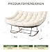 Aoxun Schaukelstuhl Outdoor,Schaukelsessel mit Kissen und Robustem Metallgestell für Schlafzimmer und Wohnzimmer,bis 200KG(Beige)