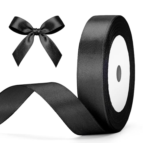 G2PLUS 20mm Black Satin Ribbons: 22m Gift Wrapping Ribbon