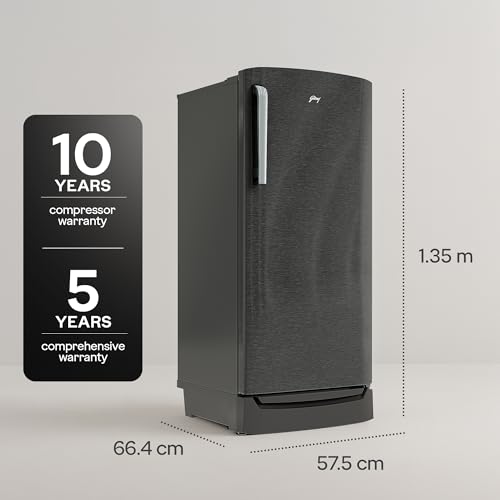 Image of Godrej 194 L 5 Star 5 Years Comprehensive Warranty New Launch| 24 Days Farm Freshness| 16L Jumbo Vegetable Tray| Advanced Inverter Technology Refrigerator (RD M200EN TDI FS ST, Fossil Steel)