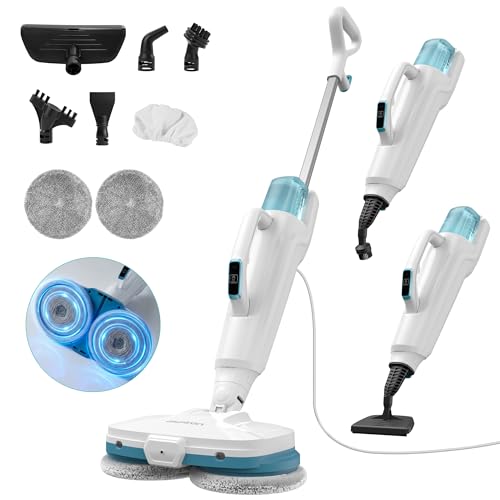 Steam Mop,10-in-1 Scrub Mop & Handheld Steamer,15s Heat-up,Multifunctional Electric Cleaner