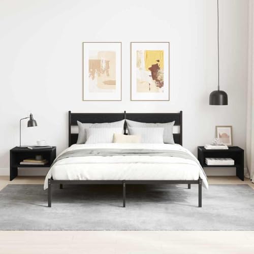 Bucmath Table de Chevet en Bois d’ingénierie chêne Noir 40 x 40 x 30 cm, avec étagère, guéridon pour Chambre et Salon, Rangement pour Lampe réveil téléphone