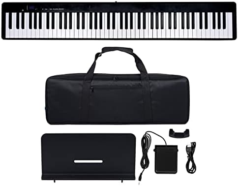 Keyboard Piano Foldable Digital Piano 88-Key Splicing Intelligent Electronic Piano with Full Size Semi Weighted Keyboard MIDI Bluetooth Built in Speakers Portable Electric Piano for Beginners