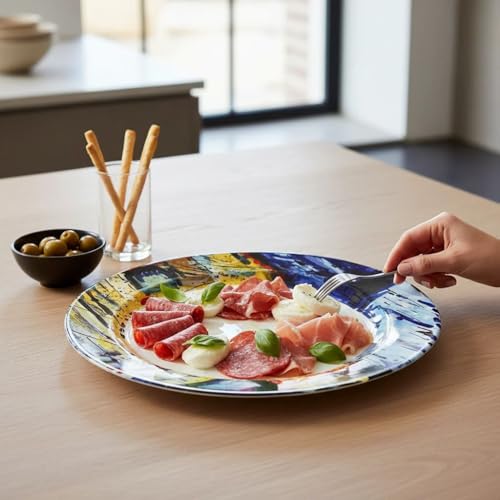 Plato ensalada cerámico pintado a mano 12.5 in miniatura 2