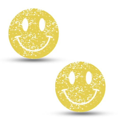TRESSIS Tennis Racket Dampener - Glitter Yellow Smiley Face Designs - Vibration & Noise-Reducing Tennis Shock Absorber for Racquets - Secure, Easy-Install Accessories for Players of All Levels