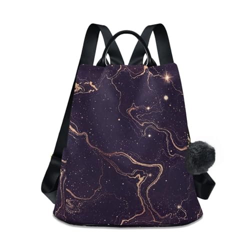 Sac à dos femme violet aux finitions marbrées élégantes avec dossier zippé sécurisé