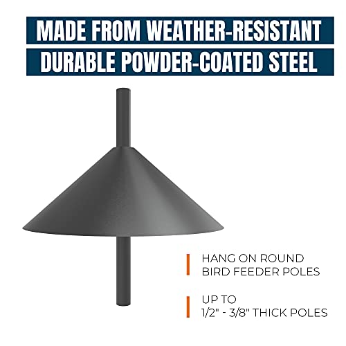 MEKKAPRO Squirrel Baffle Blocker, Wrap Around, 18-Inch - Black Powder Coated Steel, Bird Feeder Station Protection, Wrap Guard, Squirrel Stopper Protect and Deter Squirrels Rodents Chipmunks