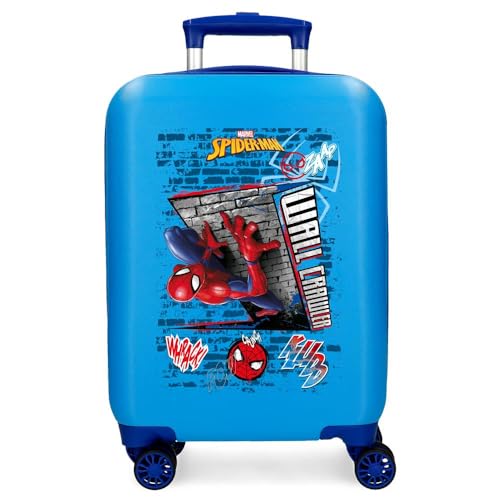 Joumma Marvel Spiderman Wall Crawler Maleta de Cabina Azulon 33x50x20 cm Rígida ABS Cierre de combinación Lateral 28,4L 2,3kg 4 Ruedas Dobles