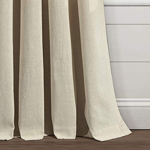 Lush Decor Boho Pom Pom Tassel Linen Window Curtain Panel (Single Panel), 95" Long X 52" Wide, Dark Linen #TOP3