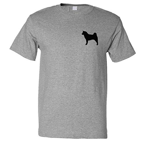 Funny Graphic T Shirts for Men Akita Dog Silhouette Cotton Top Oxford Gray Large