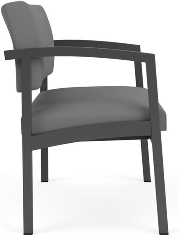 Lenox Steel Reception Waiting Bariatric Chair/Charcoal Steel/Light Gray