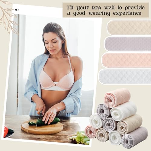Image of Toulite 10 Pcs Reusable Bra Liners for Sweat, 3 Layer Bra Sweat Pads, Soft Cotton Outer Layer with Polyester Fiber Core