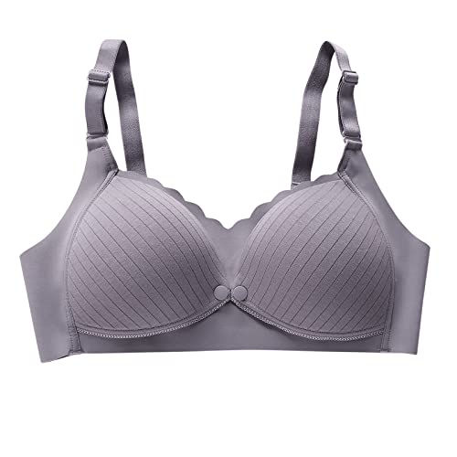 Sujetador con hebilla en el pecho, alimentación de maternidad con frente para mujer, ropa interior, corpiño de barniz, gris oscuro, 75C