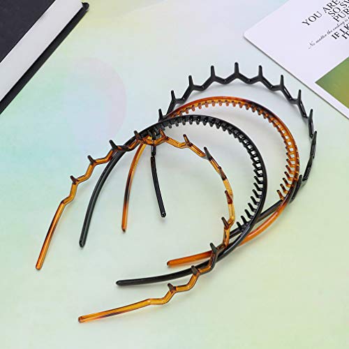 Beaupretty 6Pcs Elastic Wavy Toothed Hairband Plastic Sharks Tooth Hair Comb Zigzag Headband Hair Hoop Hair Clasps For Women Men #TOP7