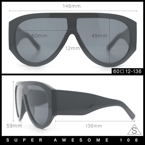Retro Bold Oversized Shield Racer Plastic Sunglasses3