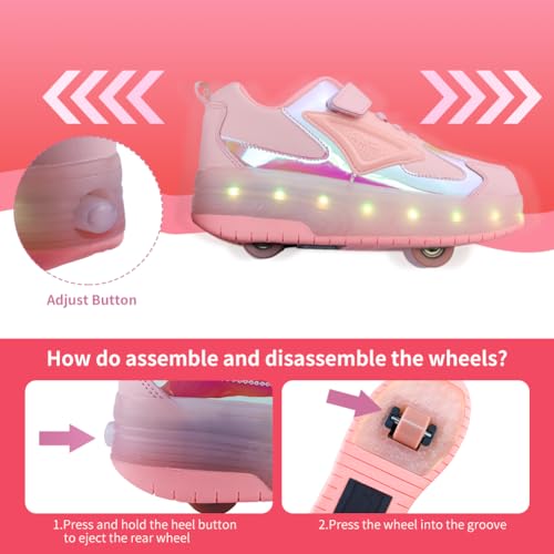 Kids Shoes with Wheel for Gifts - Retractable LED 2 Wheels Roller Skate Shoes for Kids Sneakers for Christmas Birthday Gifts3