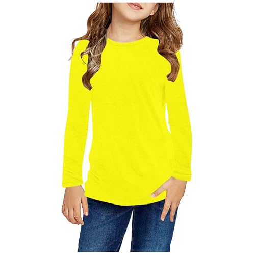Girls Crew Neck Shirts Long Sleeve Loose Fit Tops Trendy Plain Basic Tees Comfy Soft Casual Tshirt for Tween Kids2
