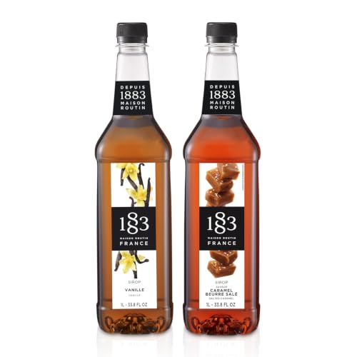 Image of 1883 Vanilla & Salted Caramel Syrups (Cafe Variety Pack) for Coffee & Drinks - 1 Liter Plastic Bottles (Pack of 2)