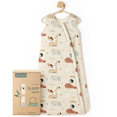 Image of Yoofoss Rayon Made from Bamboo Baby Sleep Sack 0-6 Months 1.0 Tog Baby Wearable Blanket, Super Soft Infant Toddler Sleeping Sack 2-Way Zipper