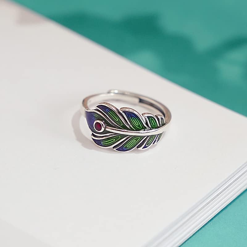 Peacock Feather Adjustable Ring Fashion Enamel CZ Open Extendable Knuckle Middle Finger Rings Personalized Gifts for Women Mom Bff Comfort Fit Ethnic Style Boho Delicate Jewelry - Image 5