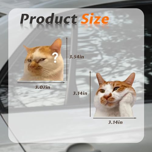 Image of 2 PCS Car Cat Meme Decals, Funny Kitten Vinyl Bumper Sticker for Vehicle Windows Doors and Trucks, Cute Automotive Cars Decoration (4 inch)