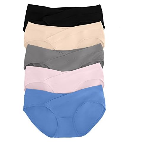 Kindred Bravely Under the Belly Maternity Underwear | Pregnancy Bikini Underwear - 5 Pack, Assorted, Medium Cover