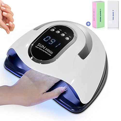 Lampe UV Ongles Gel Professionnel 220W avec 66 Ampoules Automatique, Lampe LED Pose Americaine, Machine UV LED Gel Vernis Semi Permanent, Séchoir à Ongles Mains Pieds Puissant, Minuteur [10/30/60/99s]